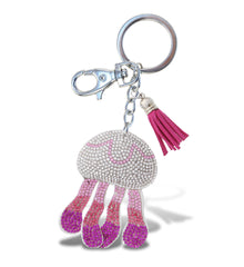 SPARKLING RHINESTONES CHARM WITH TASSEL - JELLYFISH