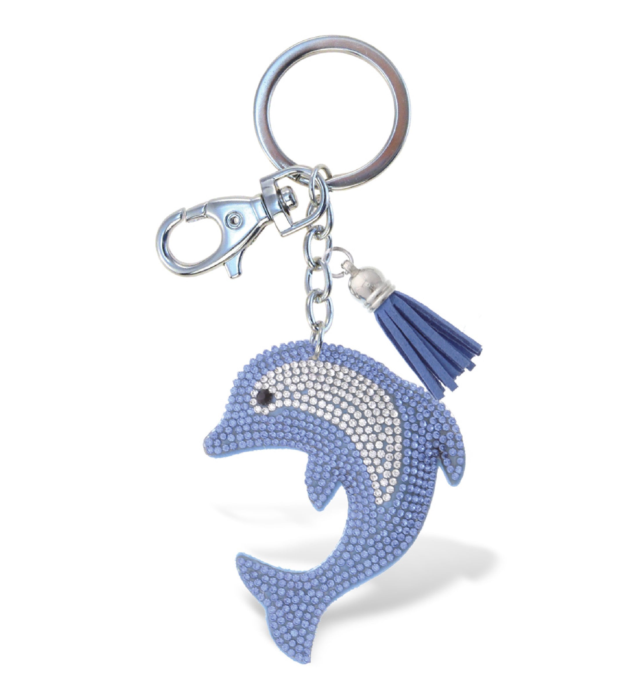 SPARKLING RHINESTONES CHARM WITH TASSEL - DOLPHIN