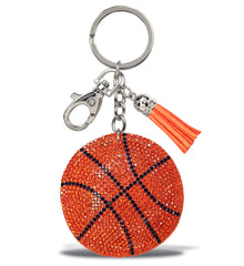 SPARKLING RHINESTONES CHARM WITH TASSEL - BASKETBALL