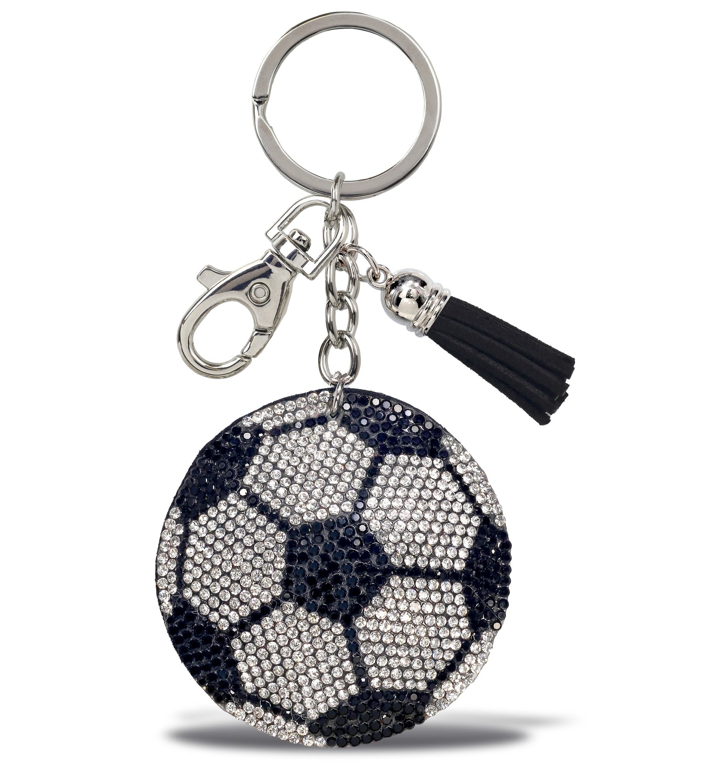 SPARKLING RHINESTONES CHARM WITH TASSEL - SOCCER