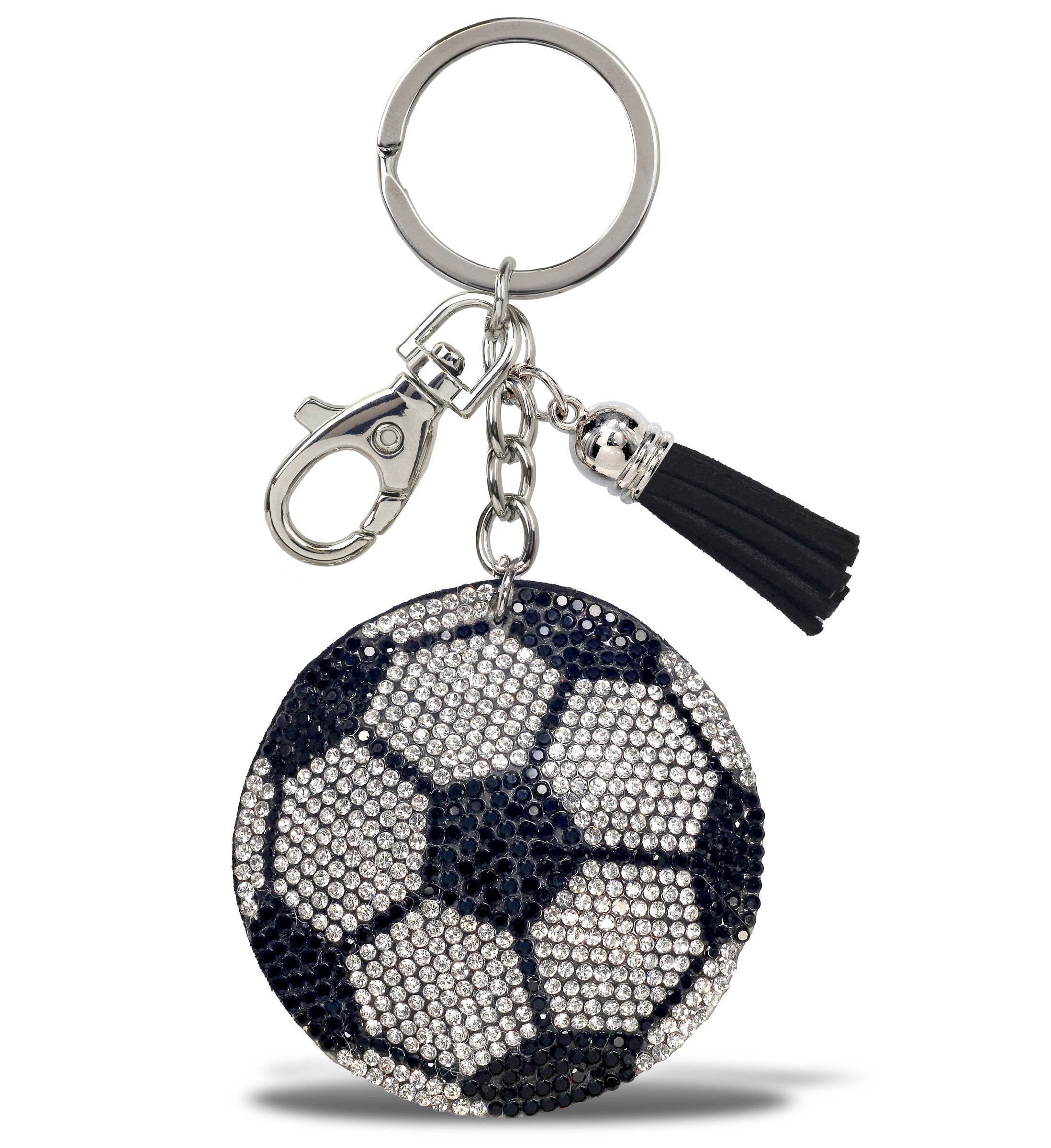 SPARKLING RHINESTONES CHARM WITH TASSEL - SOCCER