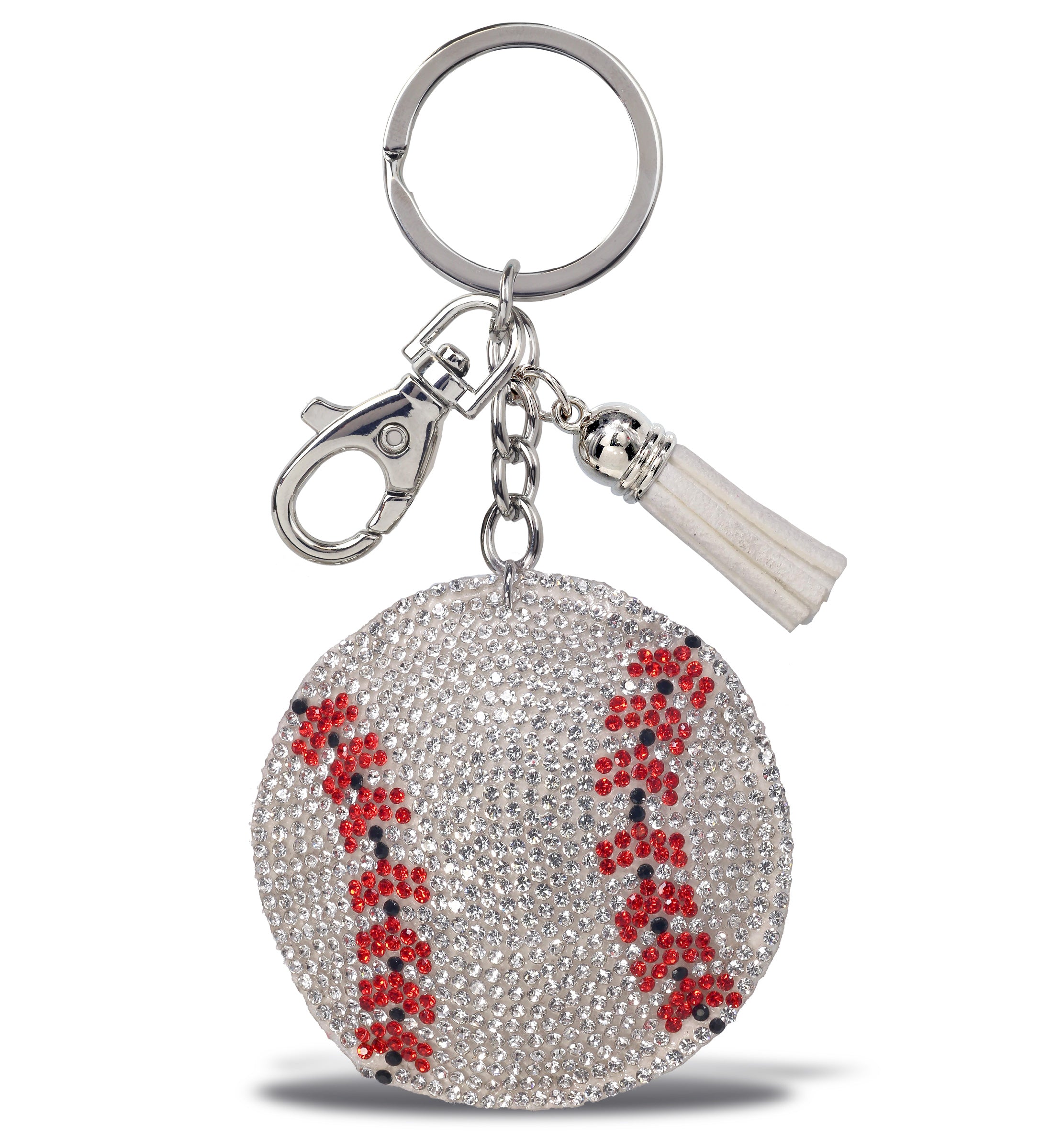 SPARKLING RHINESTONES CHARM WITH TASSEL - BASEBALL