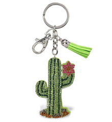 SPARKLING RHINESTONES CHARM WITH TASSEL - CACTUS