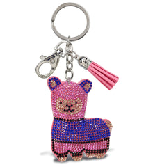 SPARKLING RHINESTONES CHARM WITH TASSEL - PINK LLAMA