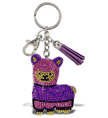 SPARKLING RHINESTONES CHARM WITH TASSEL - PURPLE LLAMA