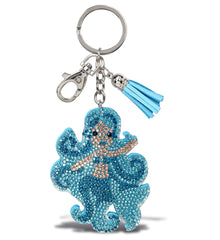 SPARKLING RHINESTONES CHARM WITH TASSEL - BLUE MERMAID