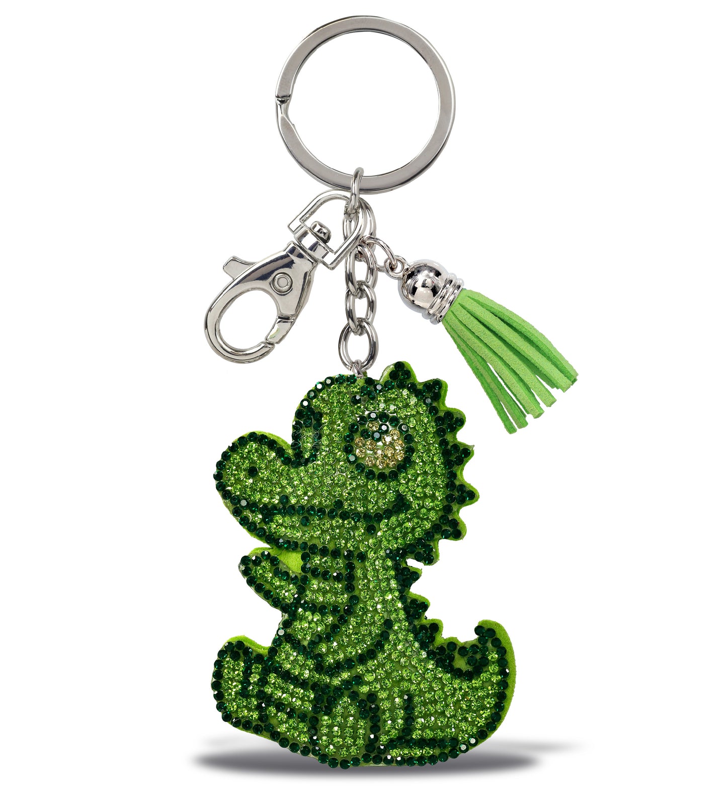 SPARKLING RHINESTONES CHARM WITH TASSEL - ALLIGATOR
