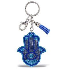 SPARKLING RHINESTONES CHARM WITH TASSEL - HAMSA HAND