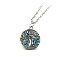 NECKLACE - LINK STYLE CHAIN 18' - NATURAL PAUA - TREE OF LIFE