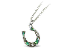 NECKLACE - LINK STYLE CHAIN 18' - NATURAL PAUA - HORSE SHOE