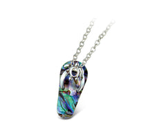 NECKLACE - LINK STYLE CHAIN 18' - NATURAL PAUA - SEA TURTLE FLIP FLOP