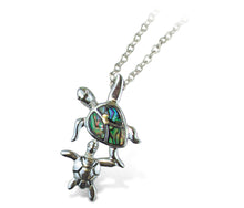 NECKLACE - LINK STYLE CHAIN 18' - NATURAL PAUA - SEA TURTLES