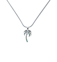 NECKLACE - LINK STYLE CHAIN 18' - NATURAL PAUA - PALM TREE