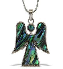 NECKLACE - SNAKE CHAIN 18" - NATURAL PAUA - ANGEL