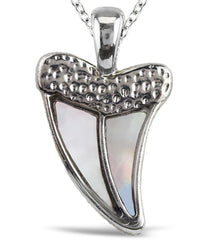 NECKLACE - LINK CHAIN 18" - WHITE MOP - SHARK TOOTH