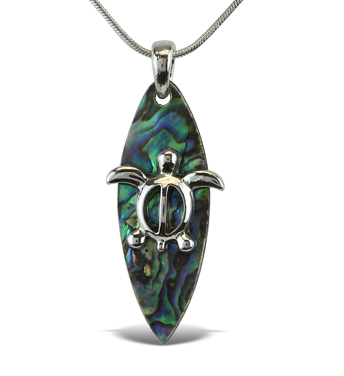 NECKLACE - SNAKE CHAIN 18" - NATURAL PAUA - SURFBOARD