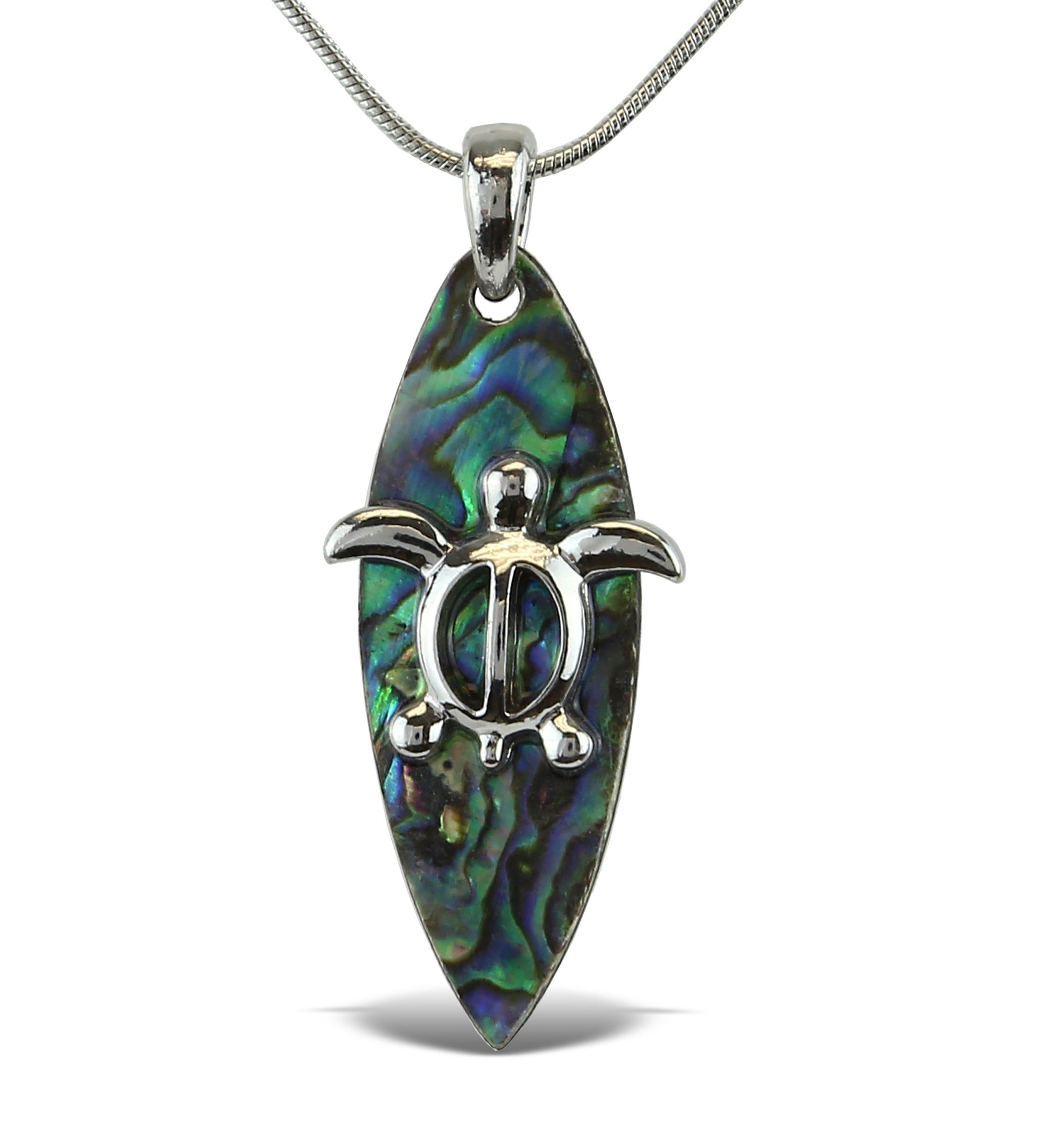 NECKLACE - SNAKE CHAIN 18" - NATURAL PAUA - SURFBOARD