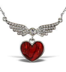 NECKLACE - LINK CHAIN 18" - BURGUNDY PAUA - HEART & WINGS