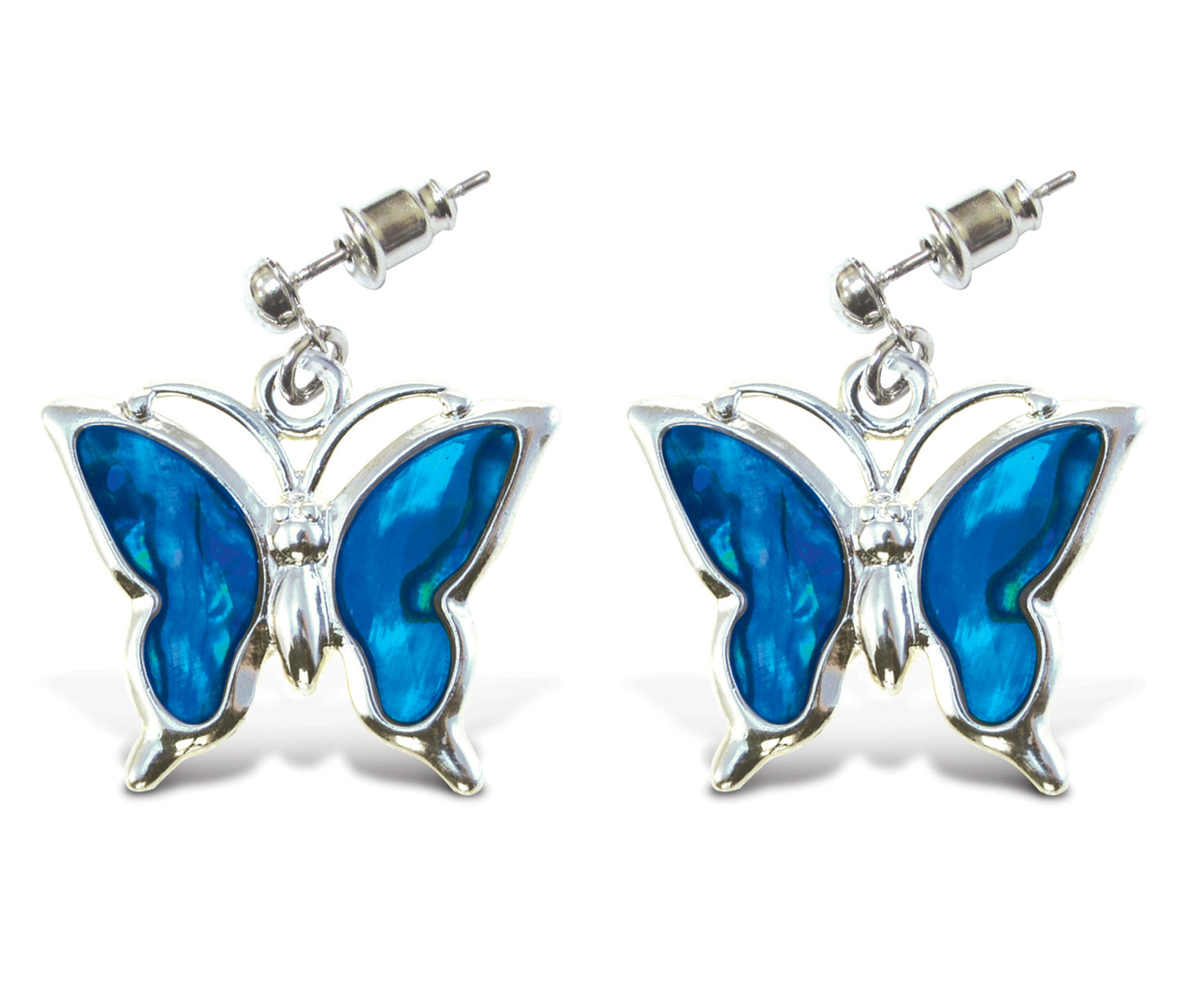 EARRINGS - DANGLE POST - METAL BULLET - BUTTERFLY