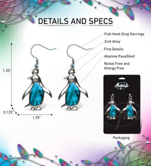 EARRINGS - DANGLE POST - FISH HOOK - PENGUIN