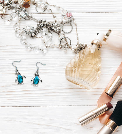 EARRINGS - DANGLE POST - FISH HOOK - PENGUIN