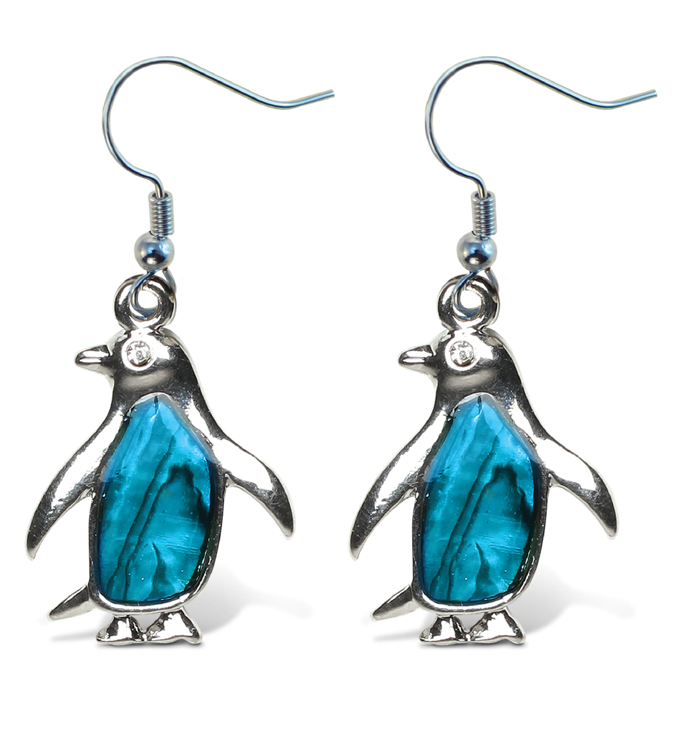 EARRINGS - DANGLE POST - FISH HOOK - PENGUIN