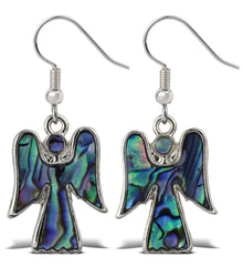 EARRINGS - DANGLE POST - FISH HOOK - NATURAL PAUA - ANGEL