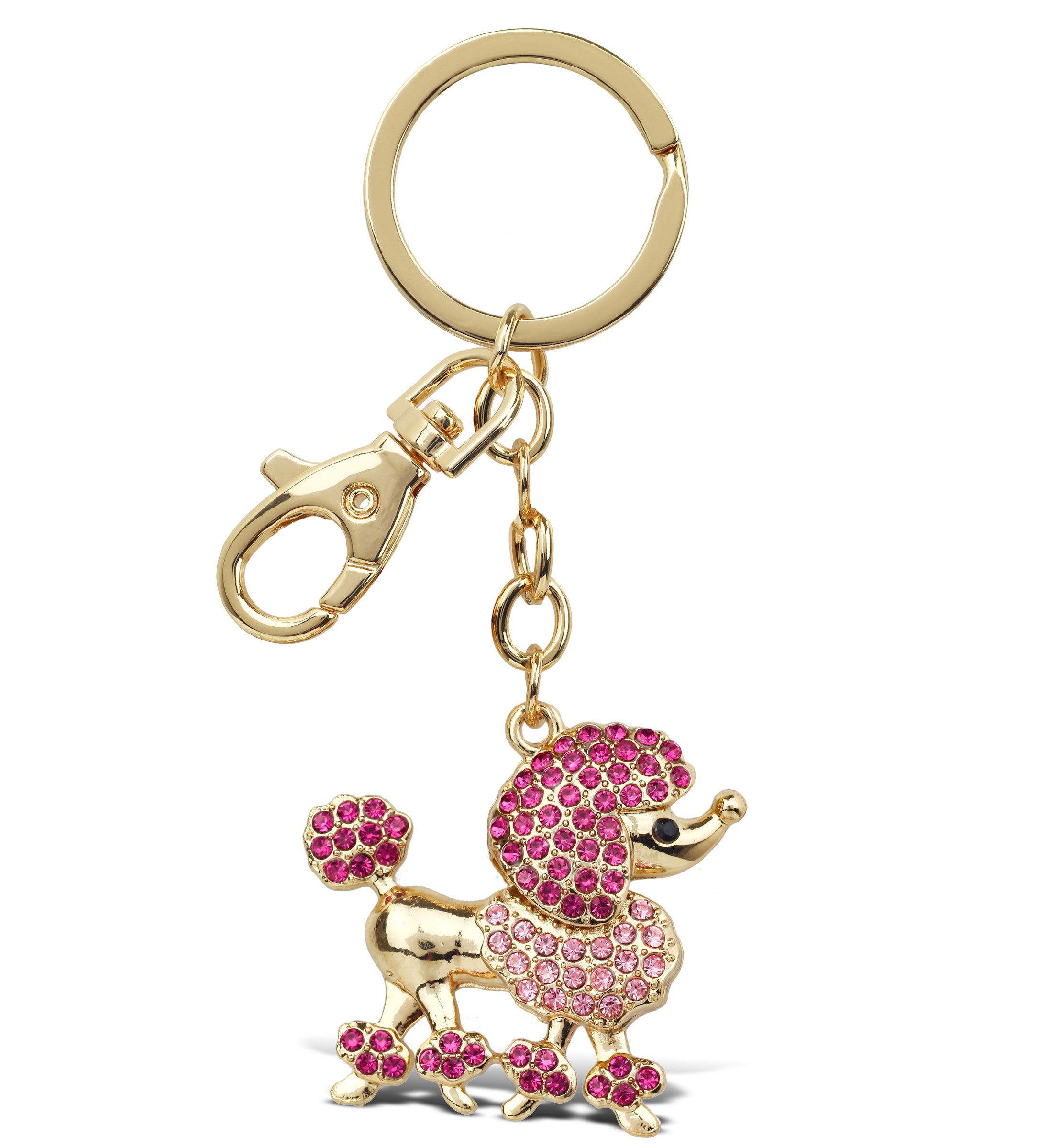 GOLD SPARKLING CHARMS - ELEGANT PINK POODLE DOG
