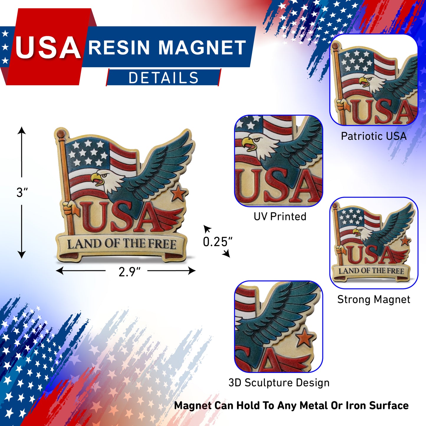 RESIN MAGNETS - LAND OF THE FREE – FLAG & EAGLE