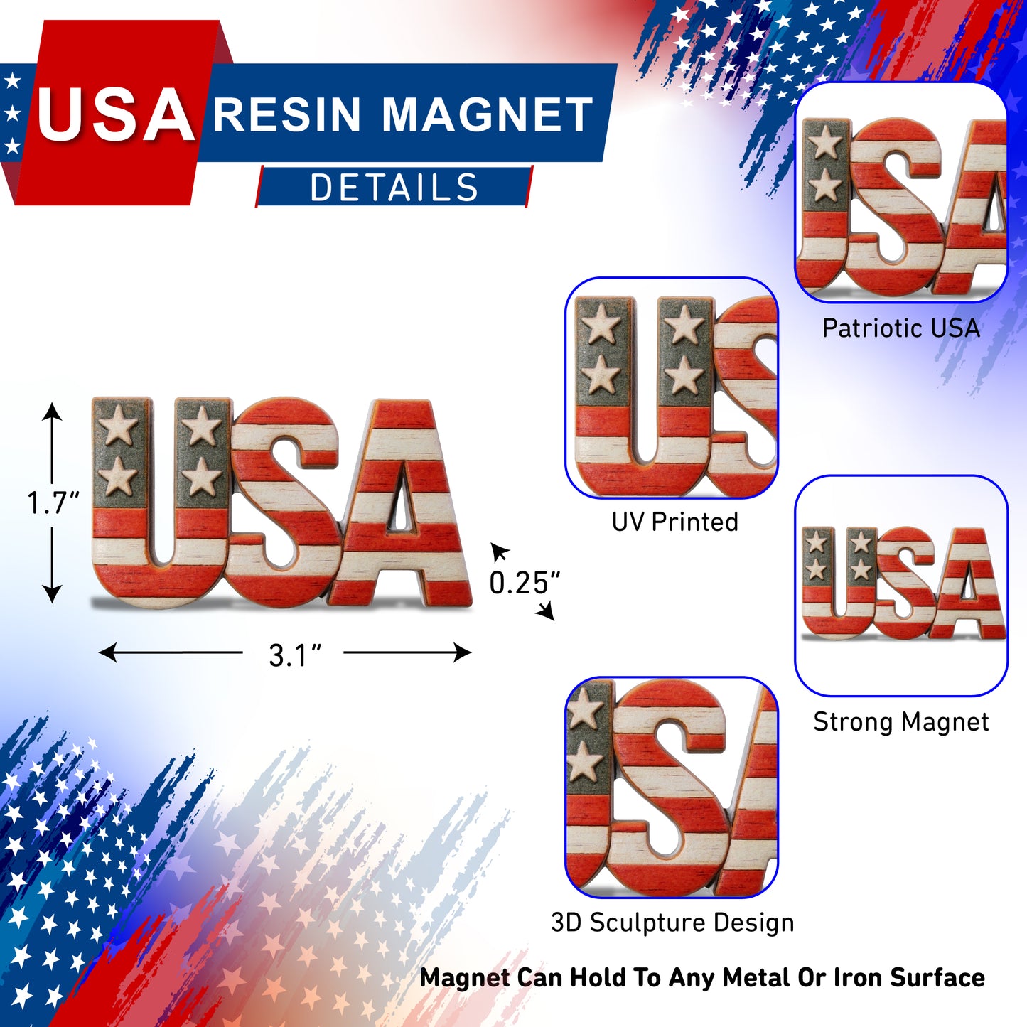 RESIN MAGNETS - STARS & STRIPES LETTER BLOCK