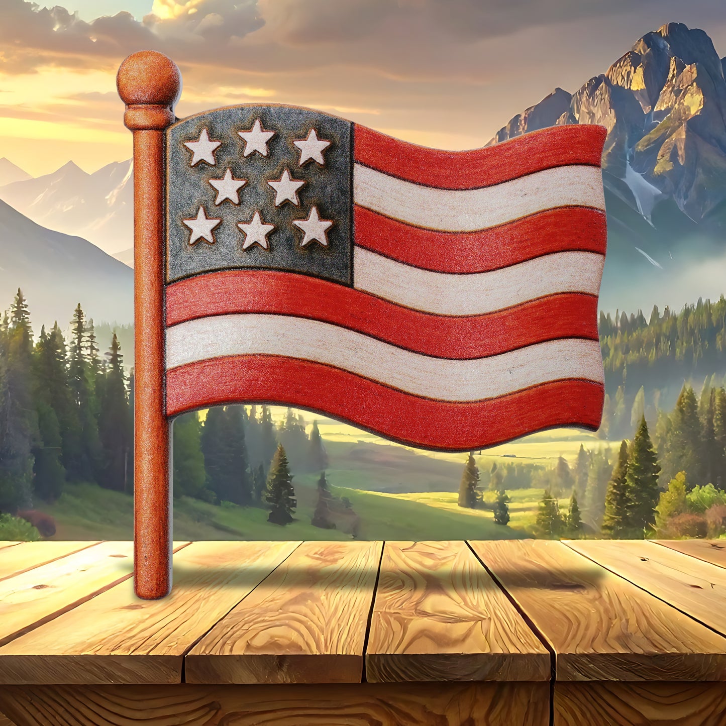 RESIN MAGNETS - WAVING AMERICAN FLAG