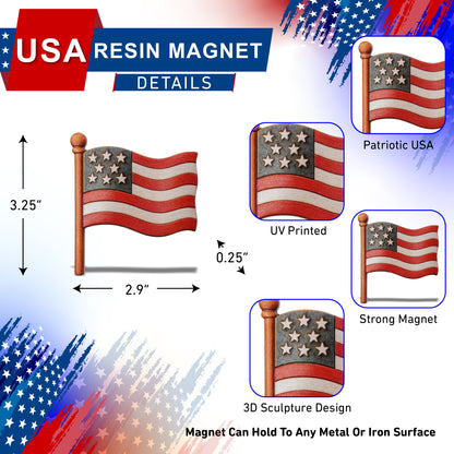 RESIN MAGNETS - WAVING AMERICAN FLAG