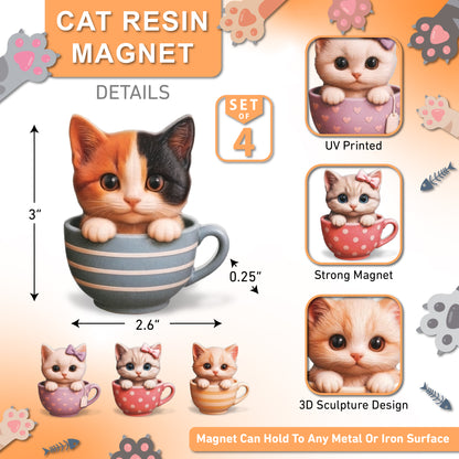 RESIN MAGNETS - COZY CUP CATS