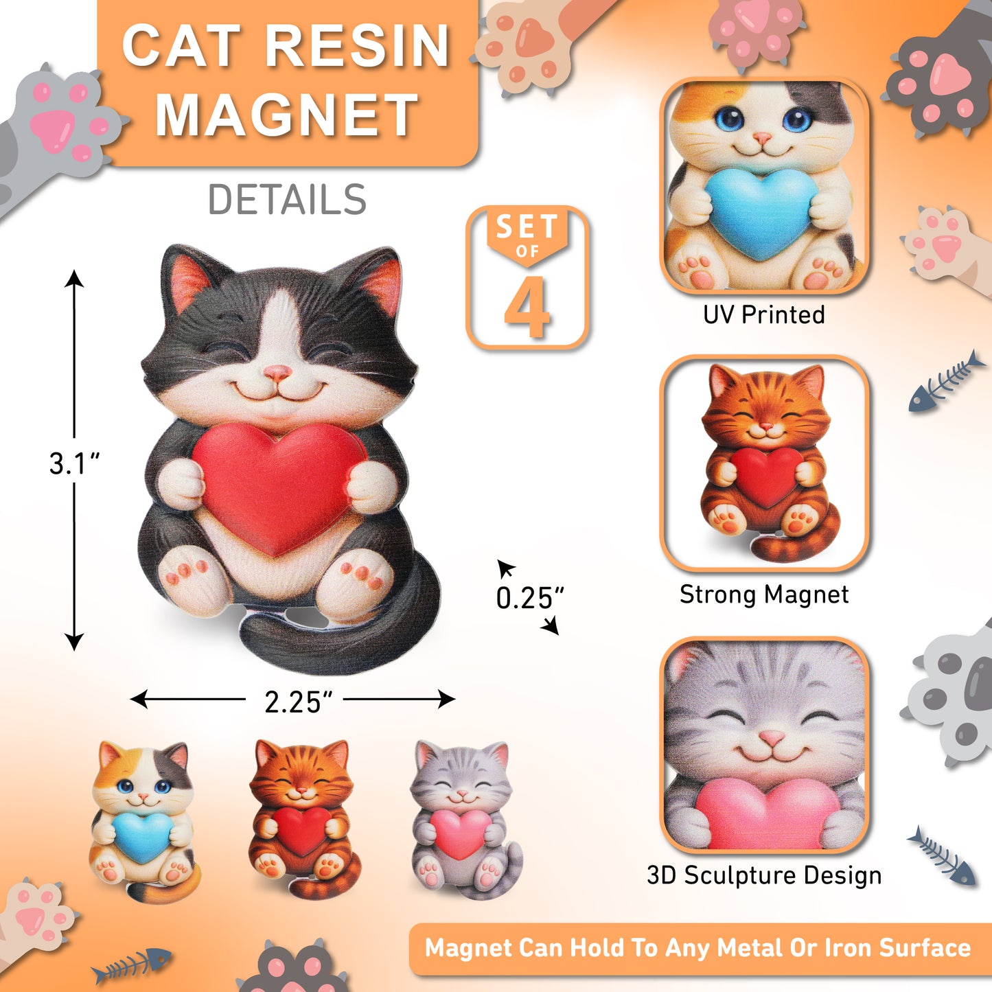 RESIN MAGNETS - PURRFECT HEARTS