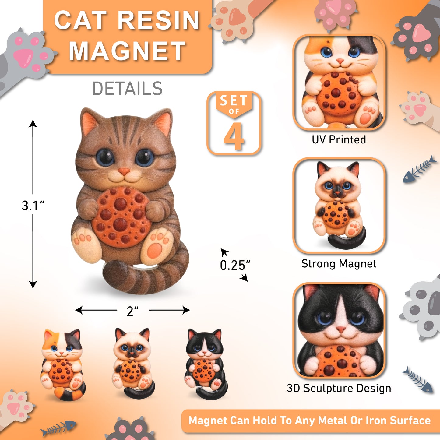 RESIN MAGNETS - SNACK TIME COOKIE CATS
