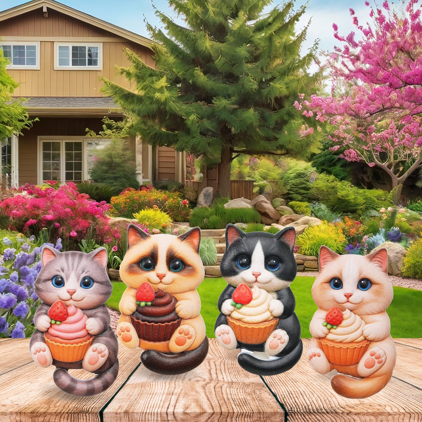 RESIN MAGNETS - SNACK TIME CUPCAKE CATS