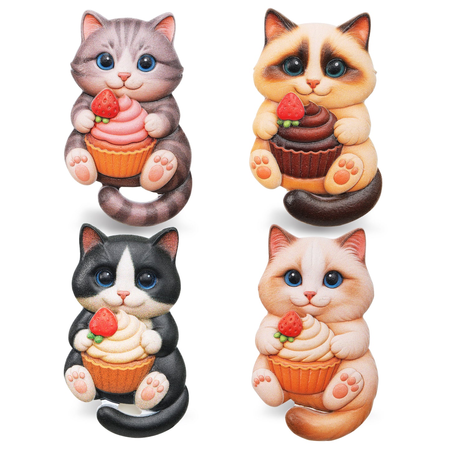 RESIN MAGNETS - SNACK TIME CUPCAKE CATS
