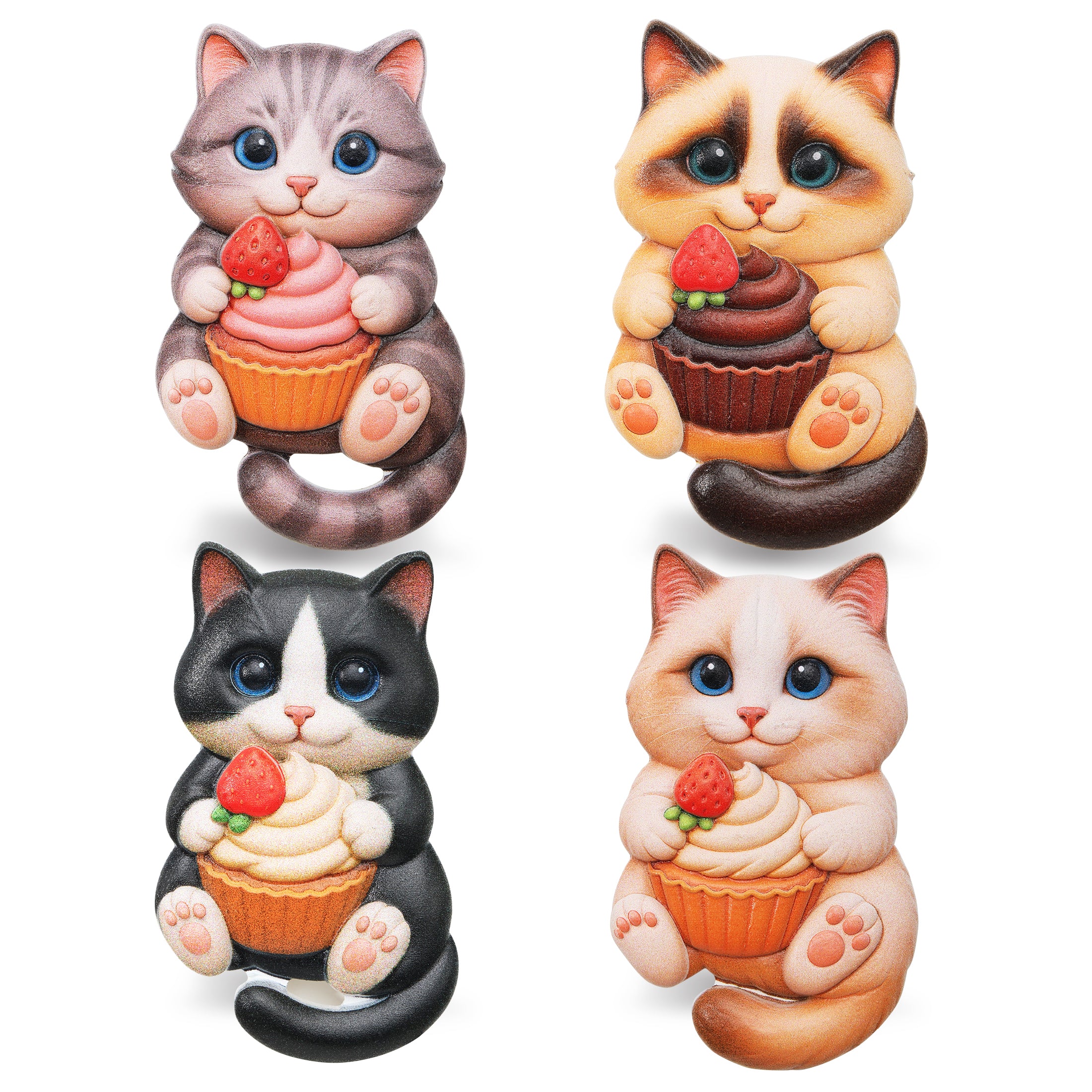 RESIN MAGNETS - SNACK TIME CUPCAKE CATS
