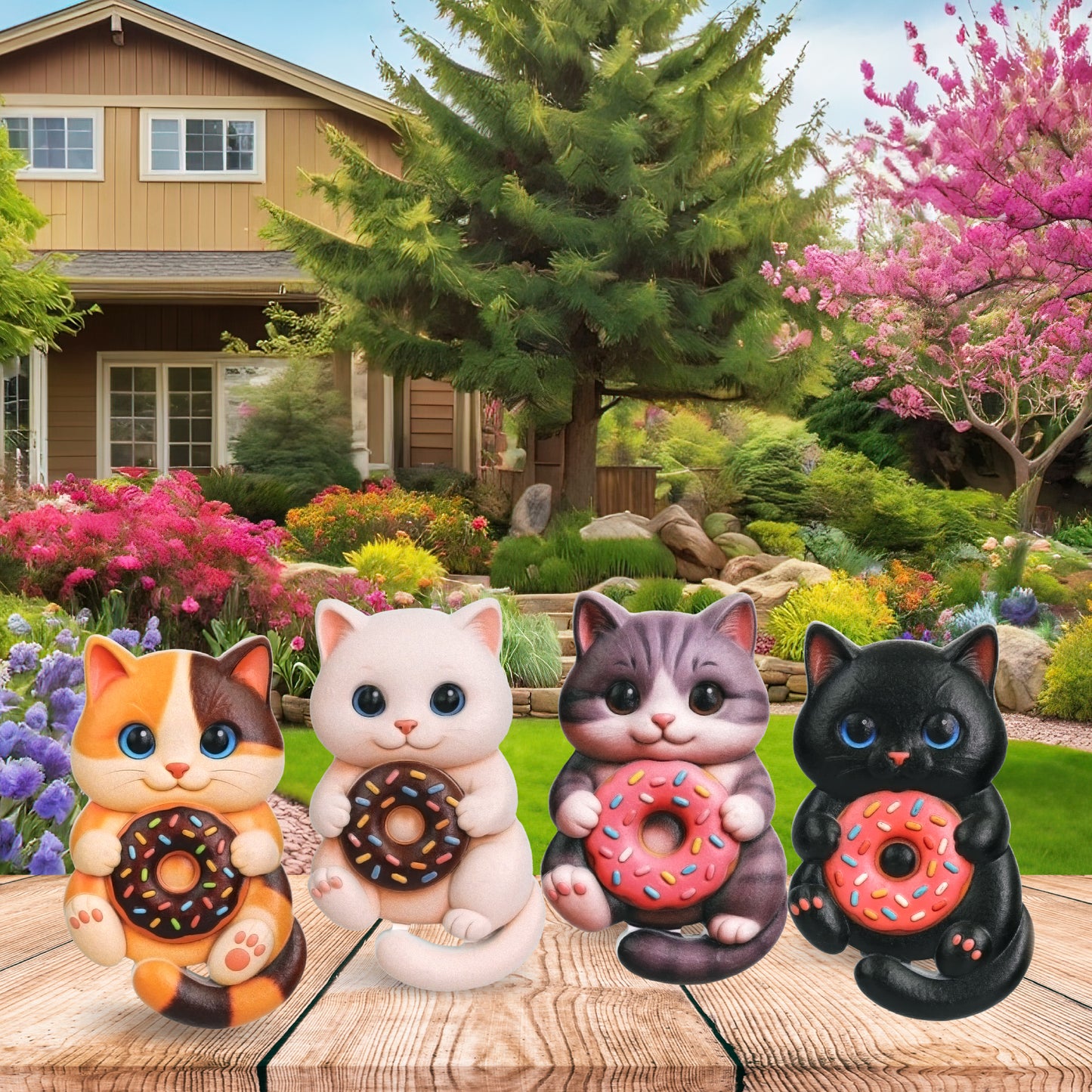 RESIN MAGNETS - SNACK TIME DONUT CATS