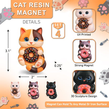 RESIN MAGNETS - SNACK TIME DONUT CATS