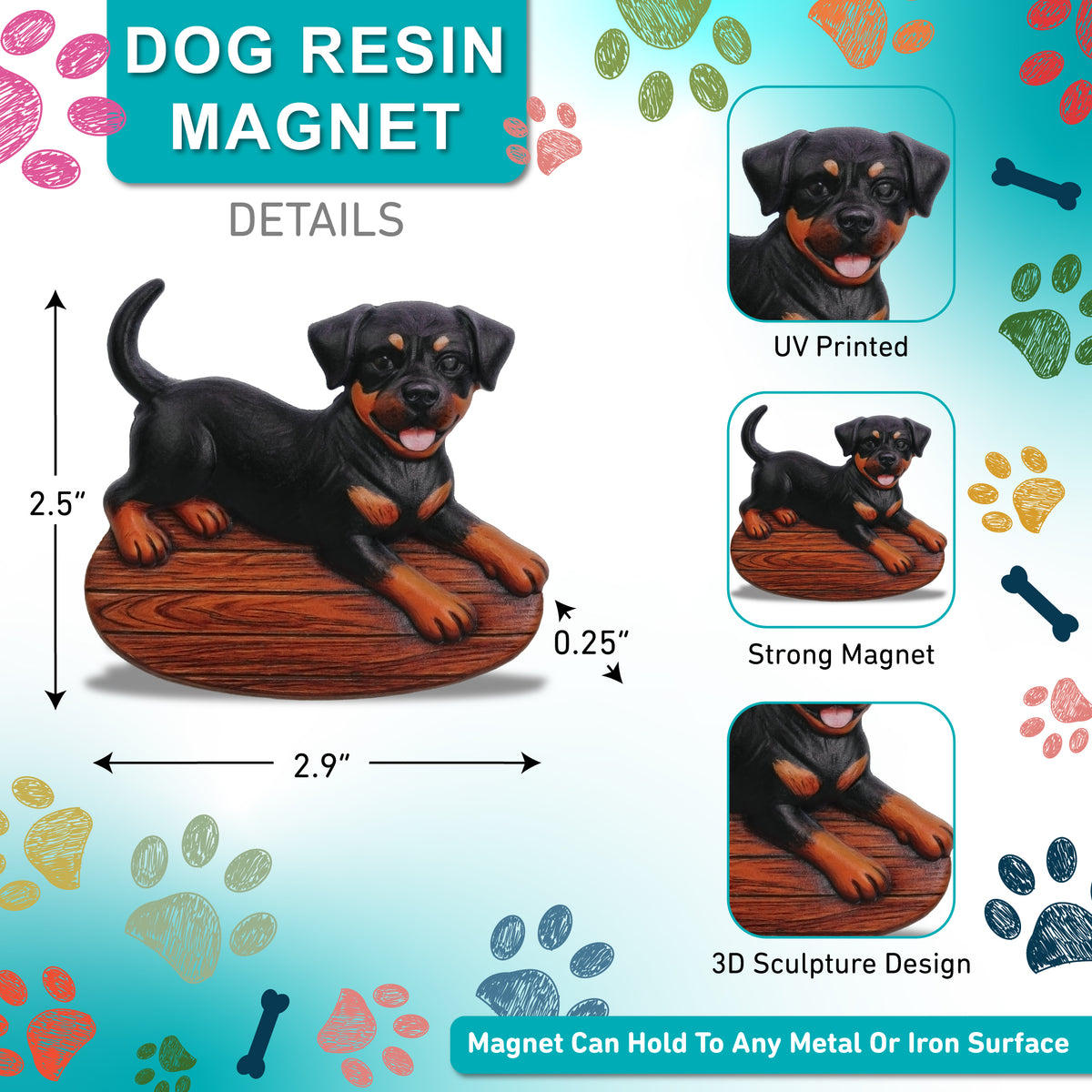 RESIN MAGNETS -  LAYING ROTTWEILER DOG
