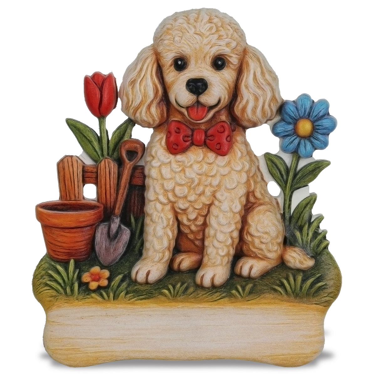 RESIN MAGNETS - POODLE DOG IN GARDEN