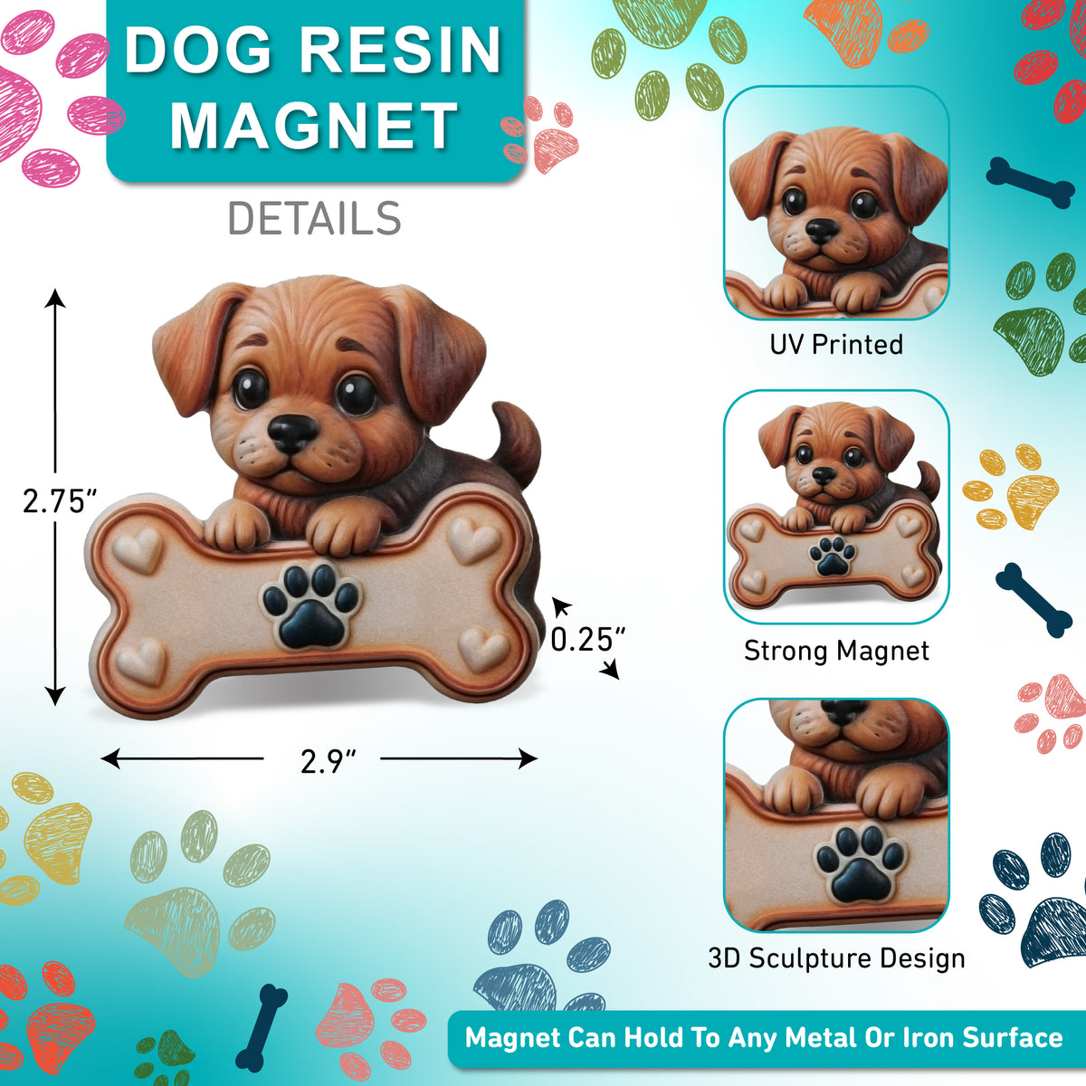 RESIN MAGNETS - PUPPY WITH BONE