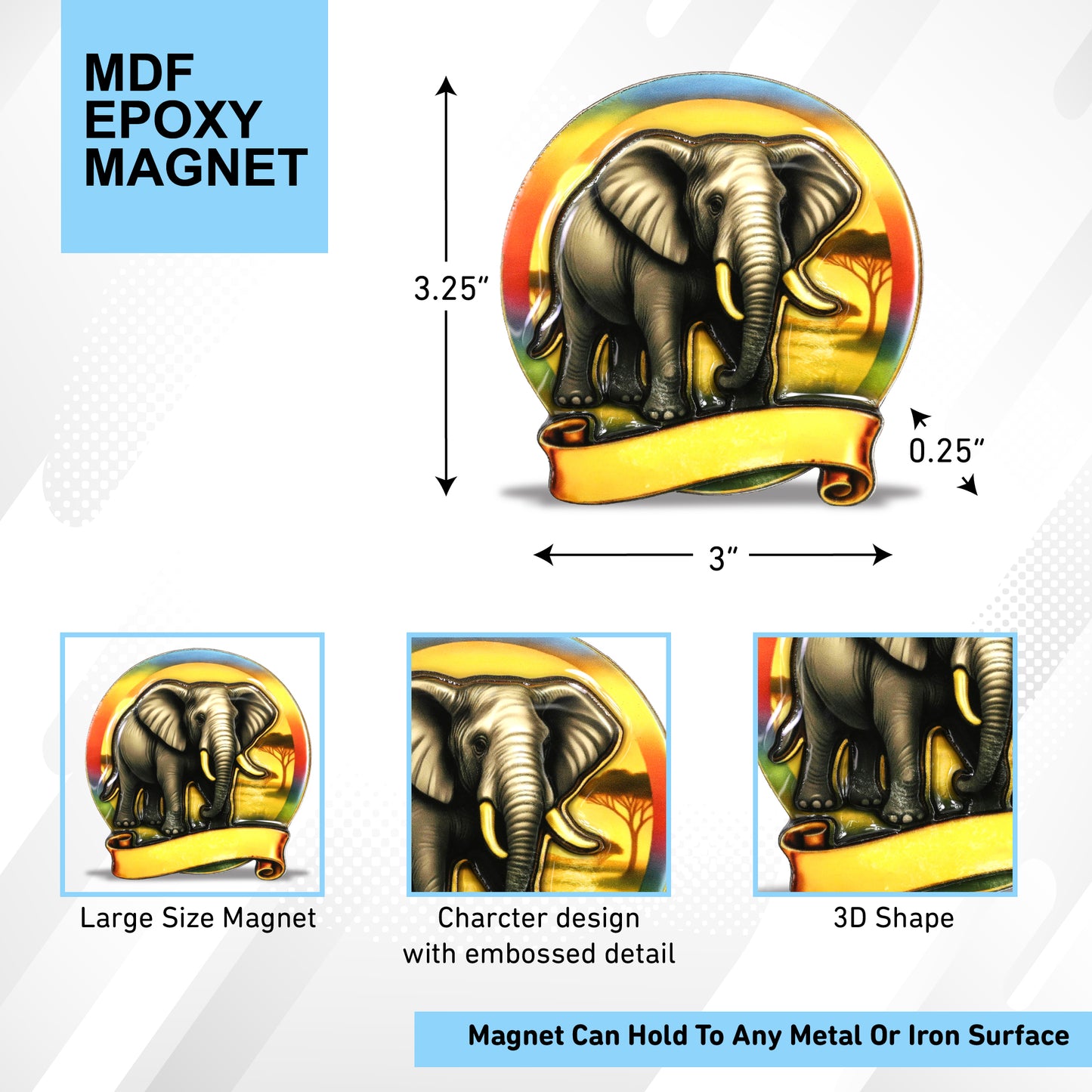 MDF EPOXY MAGNET - ELEPHANT