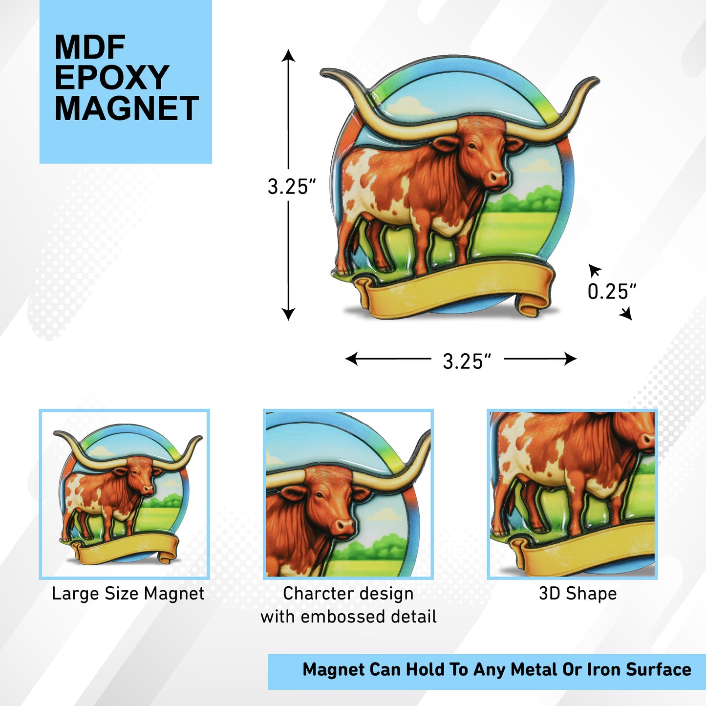 MDF EPOXY MAGNET - LONGHORN