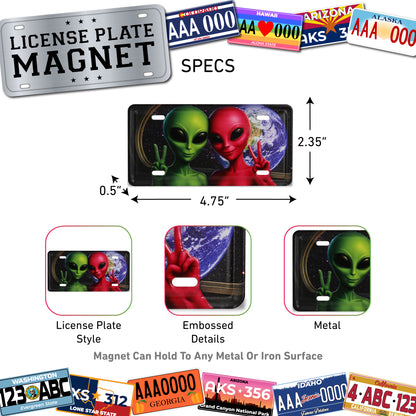 LICENSE PLATE MAGNET - ALIEN COUPLE