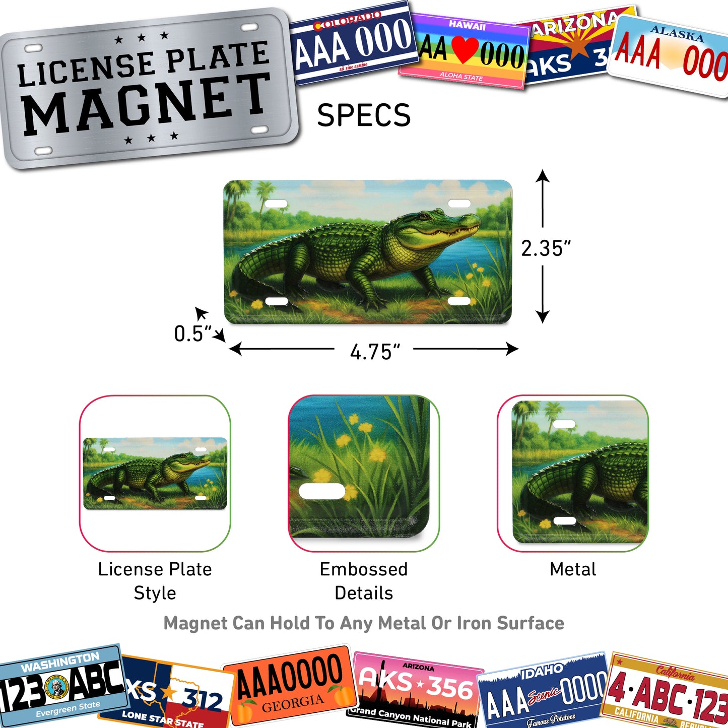 LICENSE PLATE MAGNET - ALLIGATOR