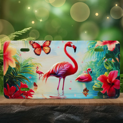 LICENSE PLATE MAGNET - FLAMINGO