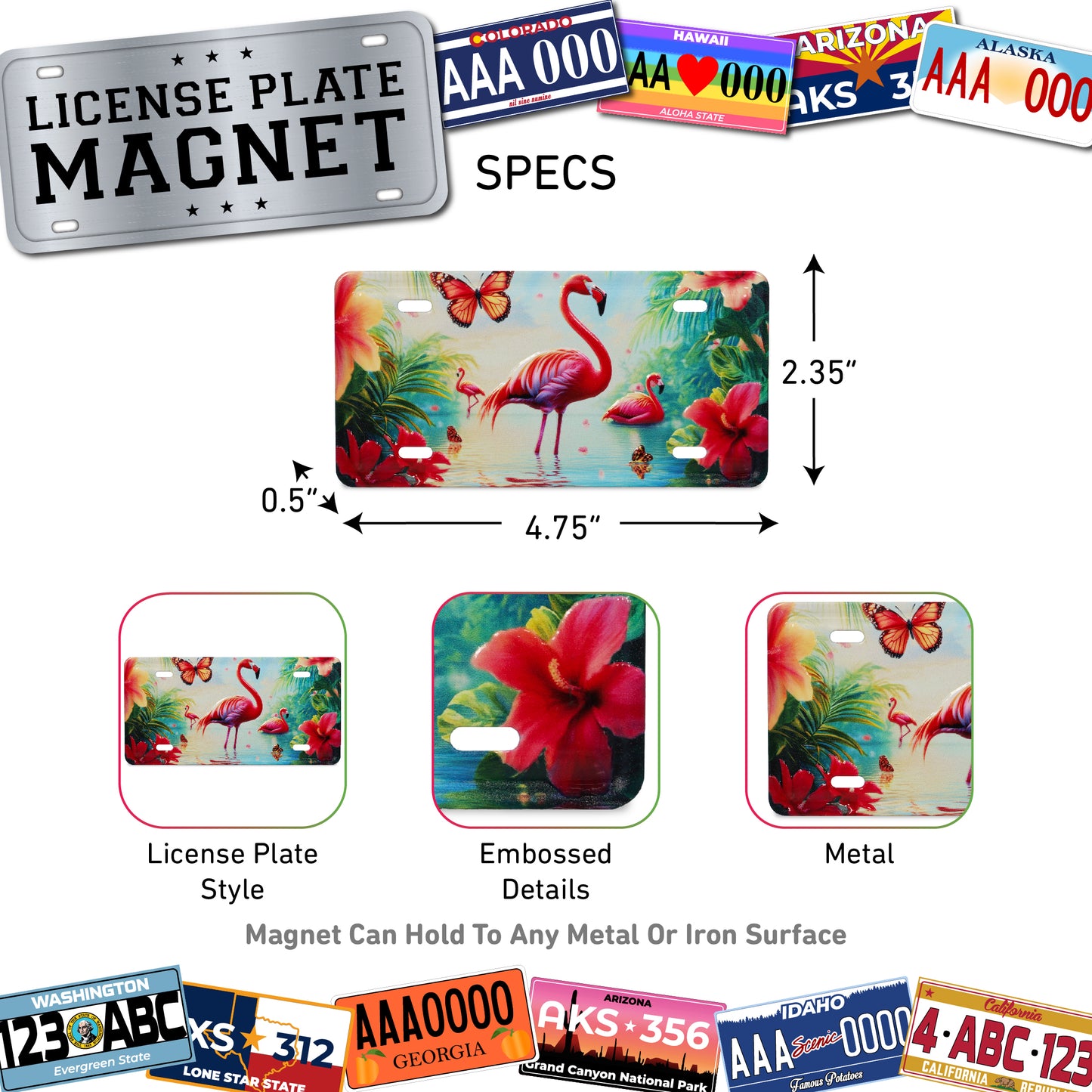 LICENSE PLATE MAGNET - FLAMINGO