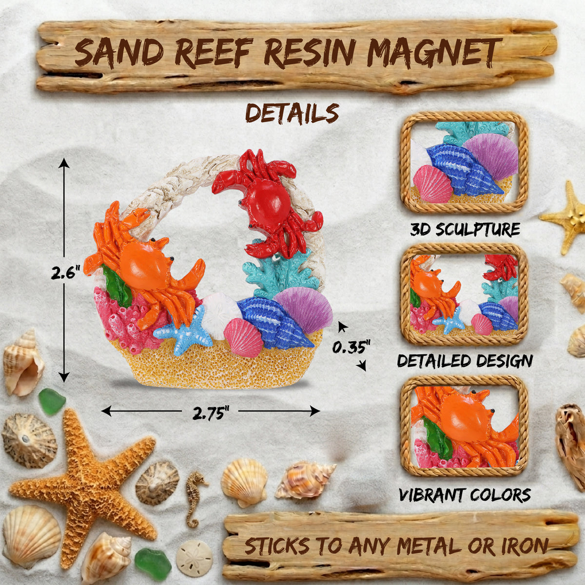 RESIN MAGNET - SAND REEF - CRAB